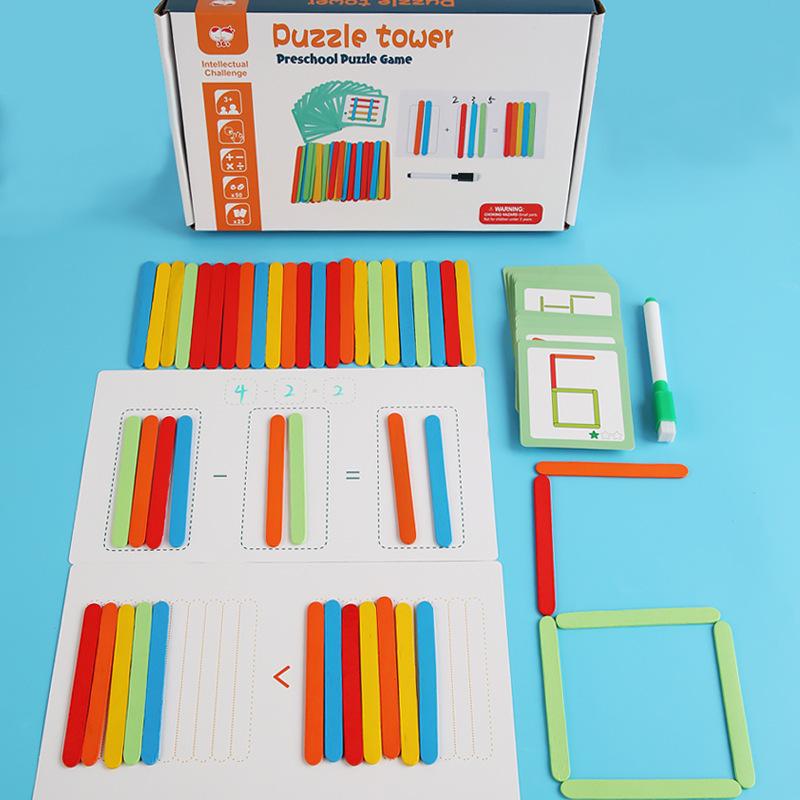 Детская развивающая головоломка счетные палочки игрушка математические палочки счетные палочки ученики начальной школы сложение и вычитание цифровые учебные пособия
