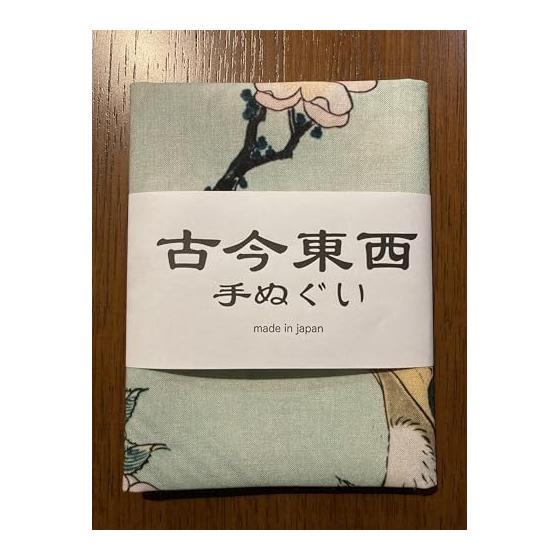 Ukiyo-e Tenugui (Hand Towel) - Cherry Blossoms and Hawk by Hokusai, 100% Cotton, Made in Japan, Tokka Fabric, Fine Threads, Detailed Pattern