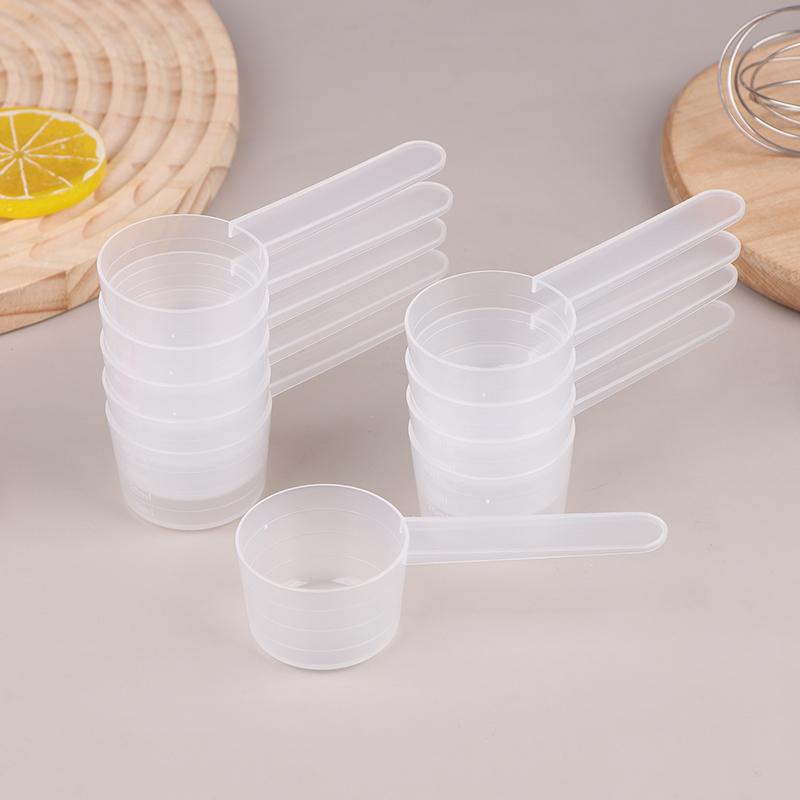 10Pcs 40Ml 20G Flat Bottom Graduated Measuring Spoon With Scale Transparent Plastic Kitchen Baking Measuring Spoon Tableware