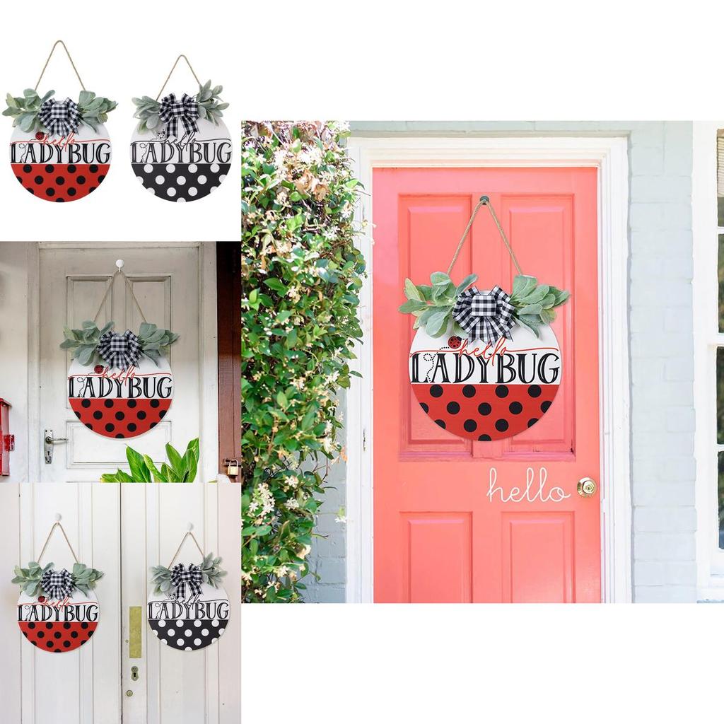 Eye-catching Ladybug Door Decor With Stunning Black White Gray Bow For Seasonal Home Style