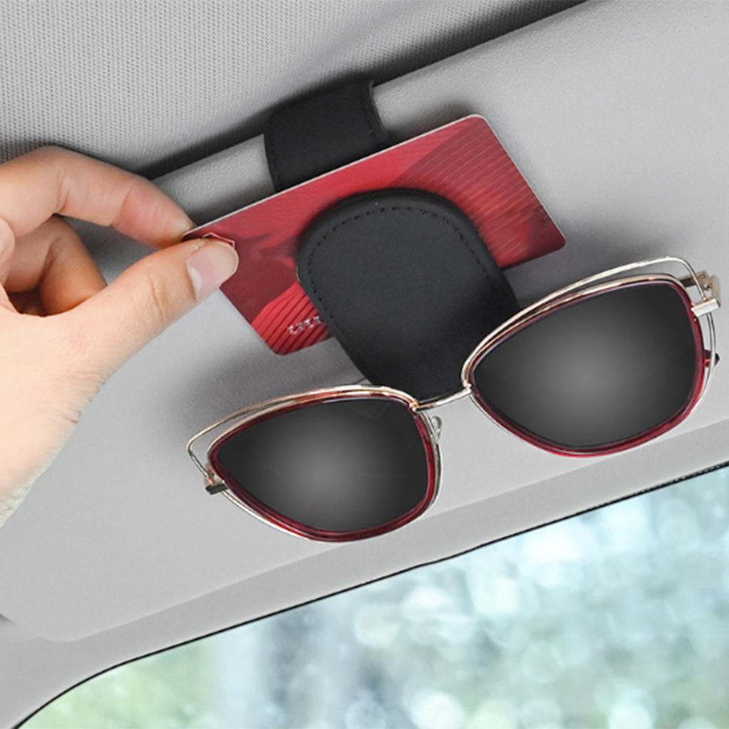 Porta Occhiali Da Sole Magnetico Per Visiera Auto – Custodia In Pelle Rossa Con Clip Universali