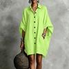 Damen Knopfleiste Ärmel Hemdkleid Lockerer Schnitt Freizeitkleider für Damen Boho Kleider für Damen Maxikleider für Damen Sommerkleider für Damen