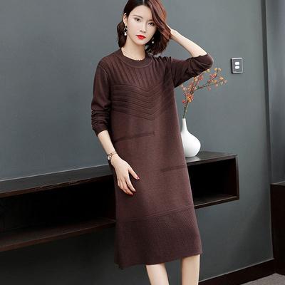 Spring and Autumn New Women's Clothing Chinese Long Loose Knitted Bottom Dress Large Size Sweater Skirt Trend