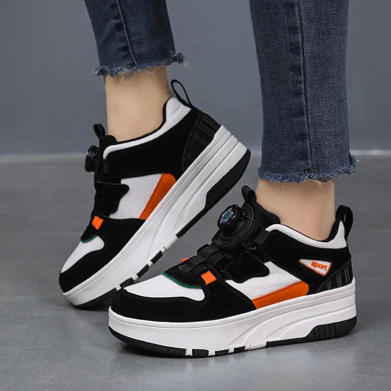 Women's Sneaker with 4 Wheels Racing Roller Skate Shoes Children's 2-in-1 Removable Roller Skating Shoes for Skating and Parkour