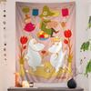 Urocza Tkanina z Postaciami M-Moomins Anime Hippisowskie Kwiatowe Dywany Ścienne Wystrój Akademika Dekoracja Ścienna Wystrój Domu