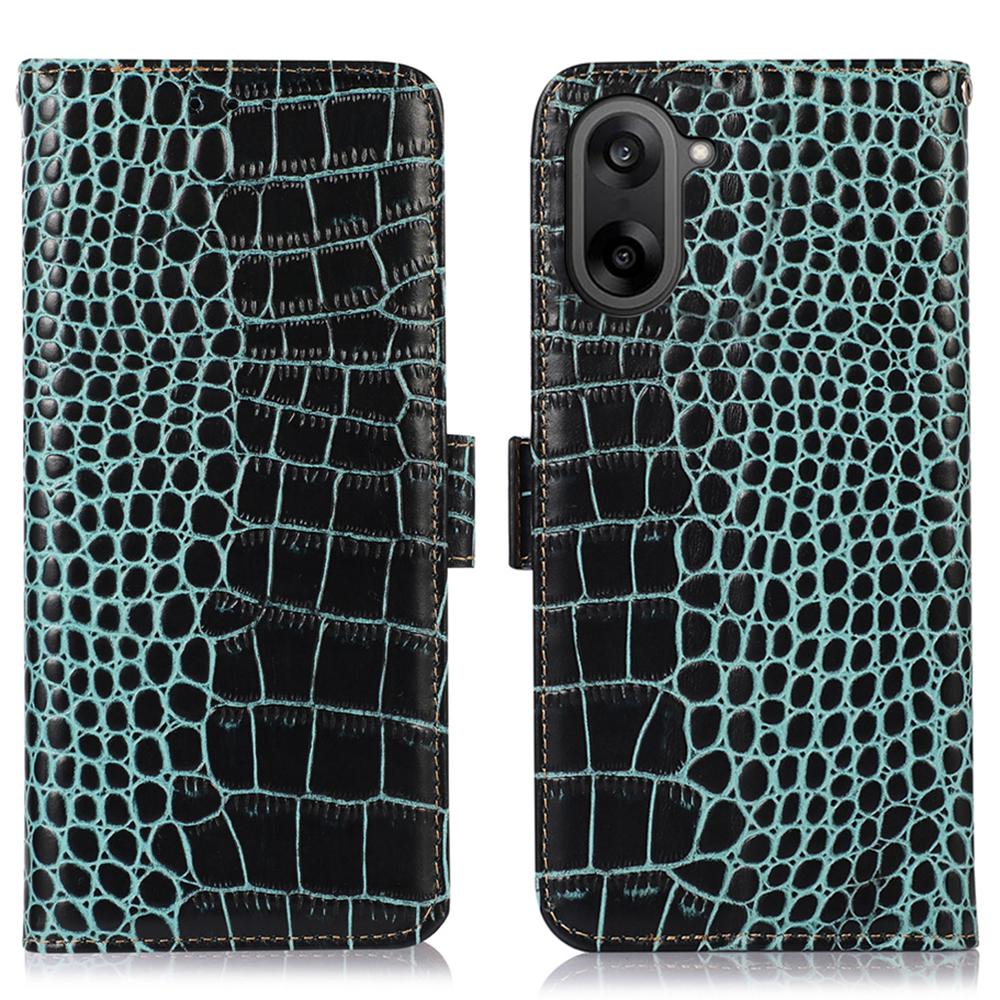 For OnePlus Nord CE 5G/Ace 5 Racing 5G Case RFID Blocking Wallet Crocodile Texture Genuine Cow Leather Phone Cover