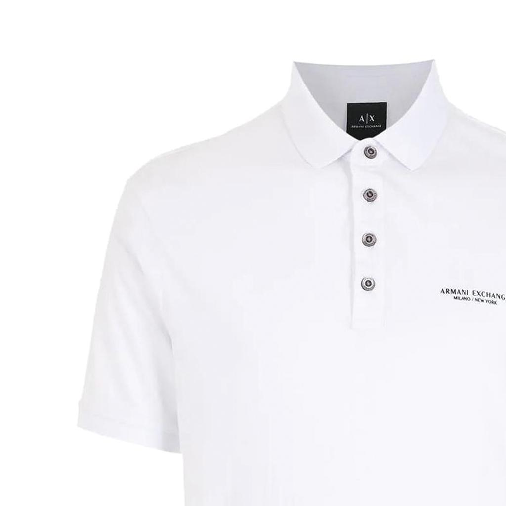 Armani Exchange SS22 Letter Print Straight Fit Short Sleeve Polo Shirt Men tops White 8NZF80-Z8H4Z-1100