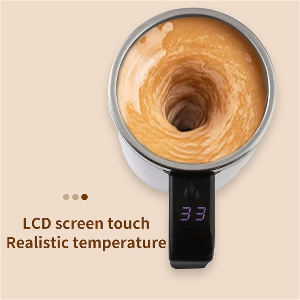 380ML Automatic Magnetic Stirring Mug with Lid Stainless Steel Waterproof USB Electric Mixing Coffee Mug