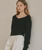RONRON Big Collar Cable Crop Knit Black