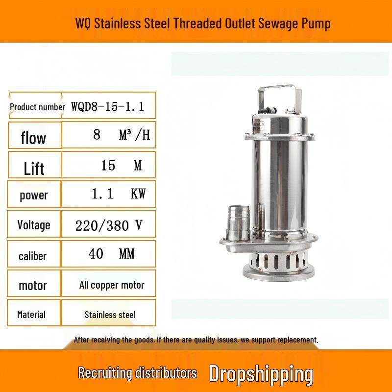 Stainless Steel 304 High Head Submersible Sewage and Chemical Water Pump (220/380V)