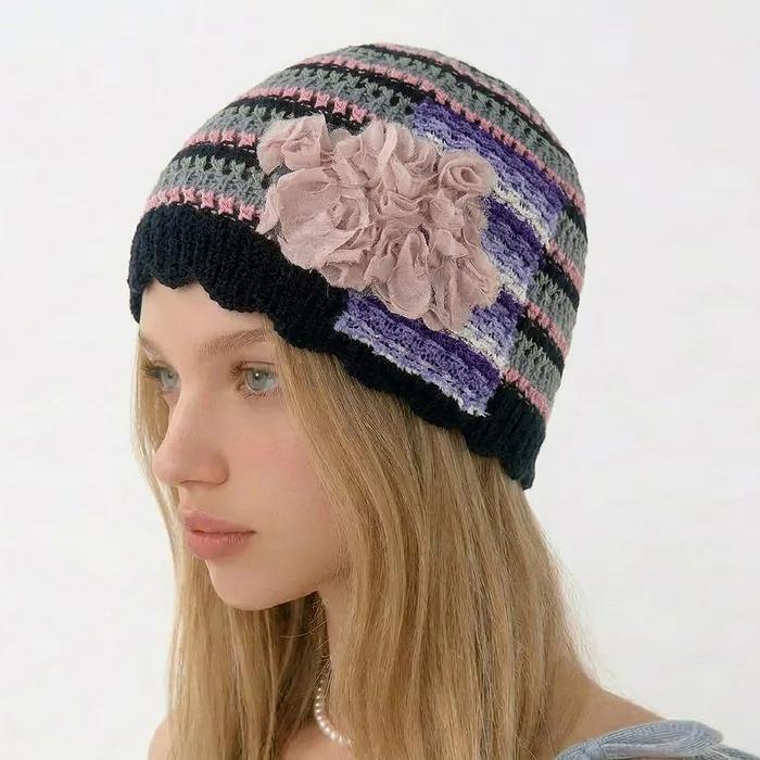 Flower Paper Beanie Black