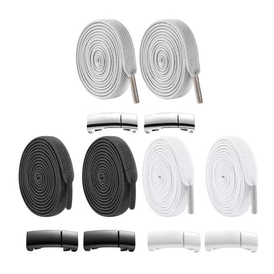2 st magnetiska skosnören metallspänne med 2 elastiska skosnören för lata barn vuxna sneakers sportskor snörningsfria snören snabbfästespänne skotillbehör