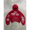 Dámská oversized mikina s kapucí a 3D potiskem hvězdy, srdce a písmen Volný střih Streetwear Crop Top