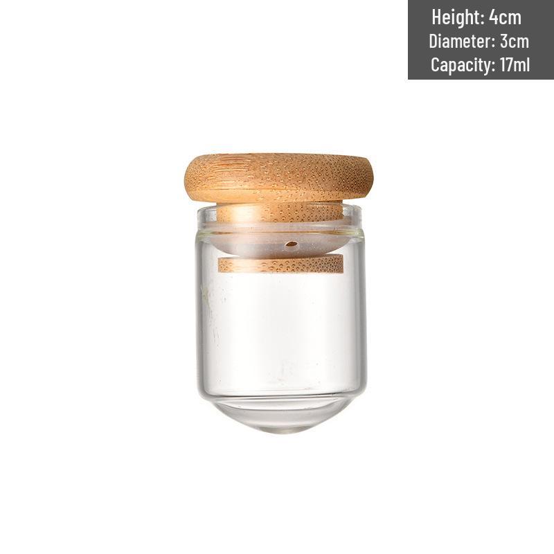 Handmade 30mm Glass Wishing Bottle with Bamboo Lid: Round-bottom Test Tube for Messages, Aliquot Samples, or Reagent Storage
