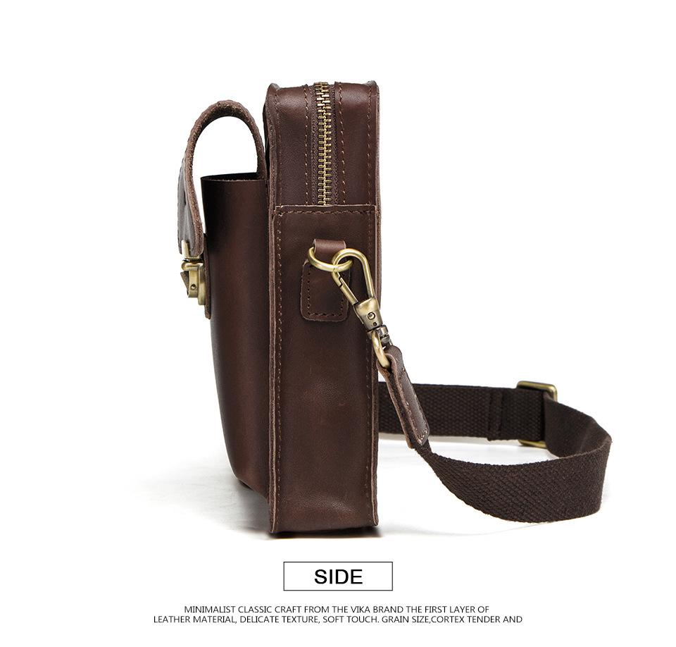 Men's Retro Crazy Horse Leather Crossbody Phone Waist Bag