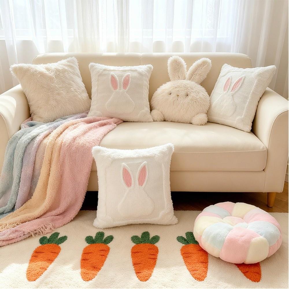 Comfort Cartoon Easter Bunny Pillow Cover Cozy Decorative Rabbit Pattern Pillowcase Soft Pillow Covers Festive Celebration