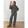 Autumn And Winter Lapel Pullover Long-sleeved Contrast Striped Wide-leg Pants Home Wear Suit For Women