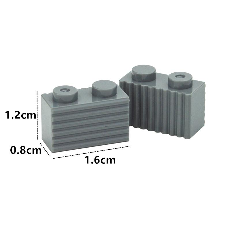 DIY Bricks Modified 1x2 with Flutes Fluted MOC Building Blocks Technical Parts Compatible with 2877 Educational Toy for Children