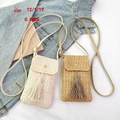 Bolso Bandolera Mini Tejido de Paja para Mujer - Bolso Cubo para Vacaciones en la Playa 2024