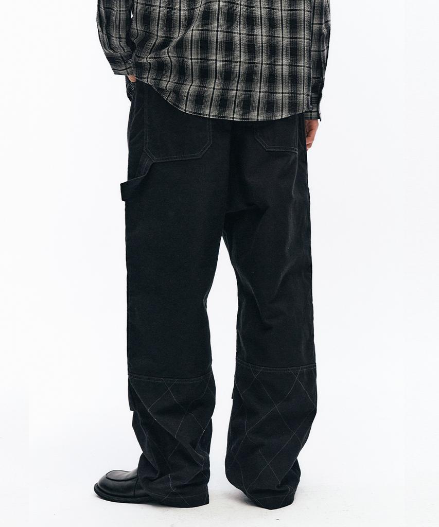 INTEMPOMOOD Honeycomb Double Knee Work Pants_Black