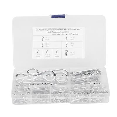 125PCS Anti Rust Carbon Steel Hair Pin Hitch Retaining R Clip Cotter Kit Corrosion Resistant