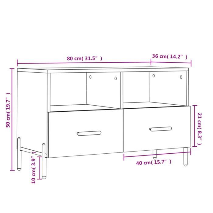 VidaXL Meuble TV Gris béton 80x36x50 cm Bois d'ingénierie 828984