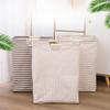 Foldable Fabric Dirty Clothes Basket Household Folding Portable Laundry Basket Bathroom Waterproof Storage Basket Wooden Handle