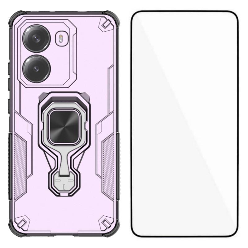 

Чехол для телефона Xiaomi Redmi Turbo 4 5G WANLONFENG PC TPU Задняя крышка Подставка с закаленным стеклом Purple