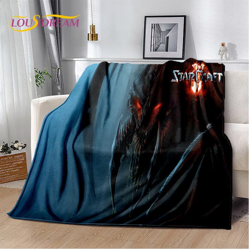 

3D HD Плед с изображением игры StarCraft, Мягкий плюшевый плед, Фланелевый плед-покрывало для гостиной, спальни, кровати, дивана, пикника, для детей 75x90cm
