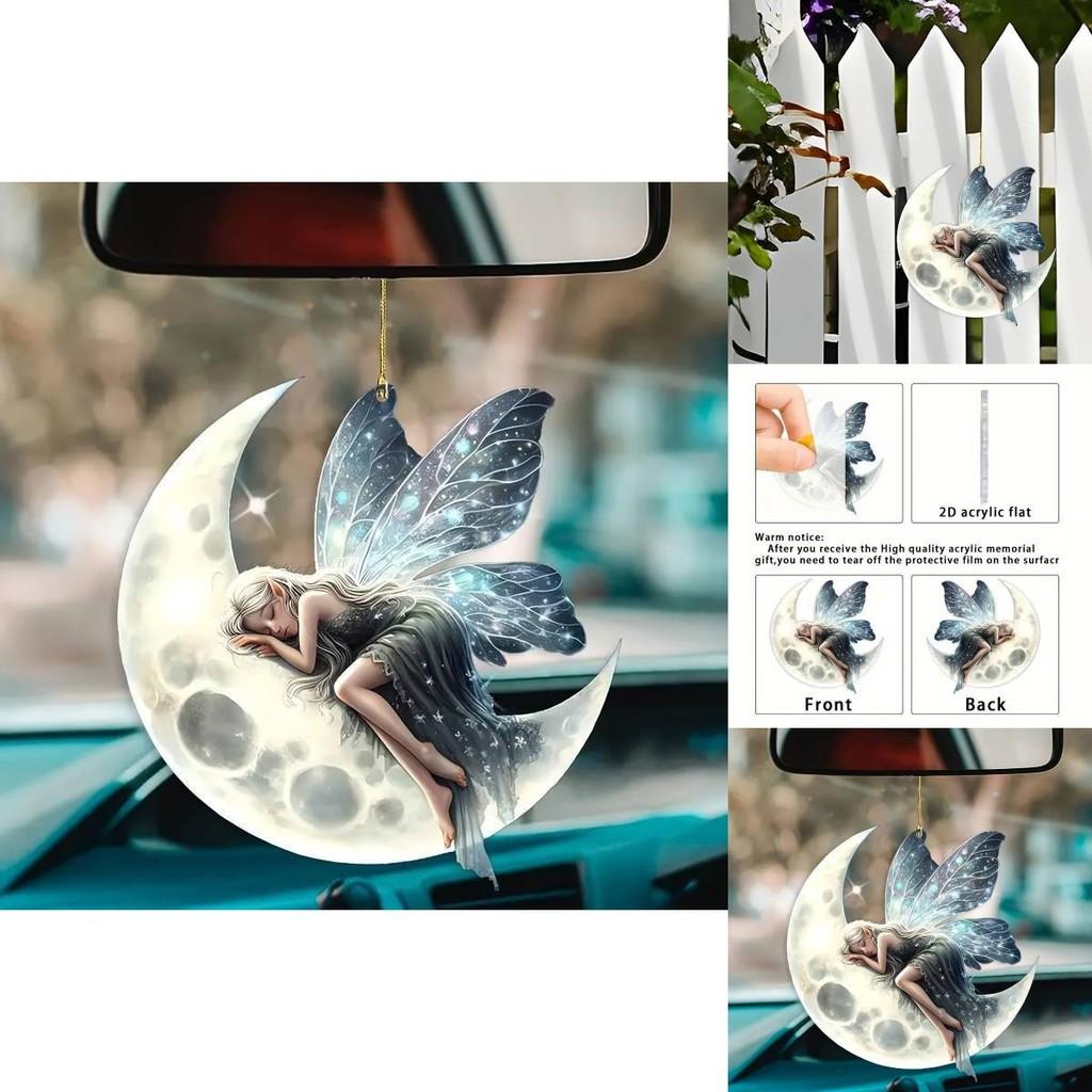 Acrylic Christmas Tree Flat Moon Elf Car Decor Accessory With Simple Aesthetic For Festive Home