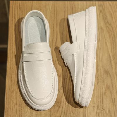 Fashion Hot Selling Men's Loafers In Europe America Soft Soled Simple Small White Shoes Men's Leather Casual Shoes Park Walking Shoes