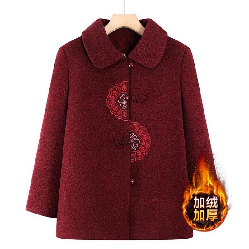 New autumn and winter woolen jacket plush warm wife winter top old clothes thick