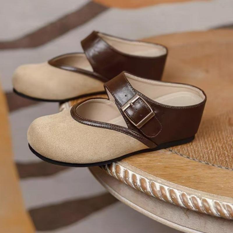 Fashion 2025 Summer Mixed Colors Women’s Closed Toe Slippers Round Toe Increased Internal Buckle Slippers for Outdoor Comfortable Sandal