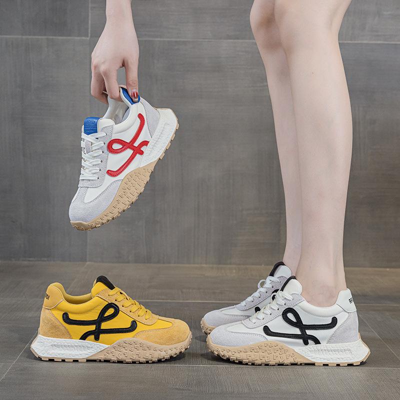 Platform-soled Dad Shoes Women's 2025 Autumn New Trend Breathable and Heightened Forrest Gump Shoes Lightweight Soft-soled Casual Sports Shoes