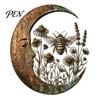 Elegant Home Decor for Women Vintage Crescent Moon Wall Art, Fairy Witch Bee Dragonfly Iron Hanging Floral Metal Fence Accent Decor, Sculpture Garden