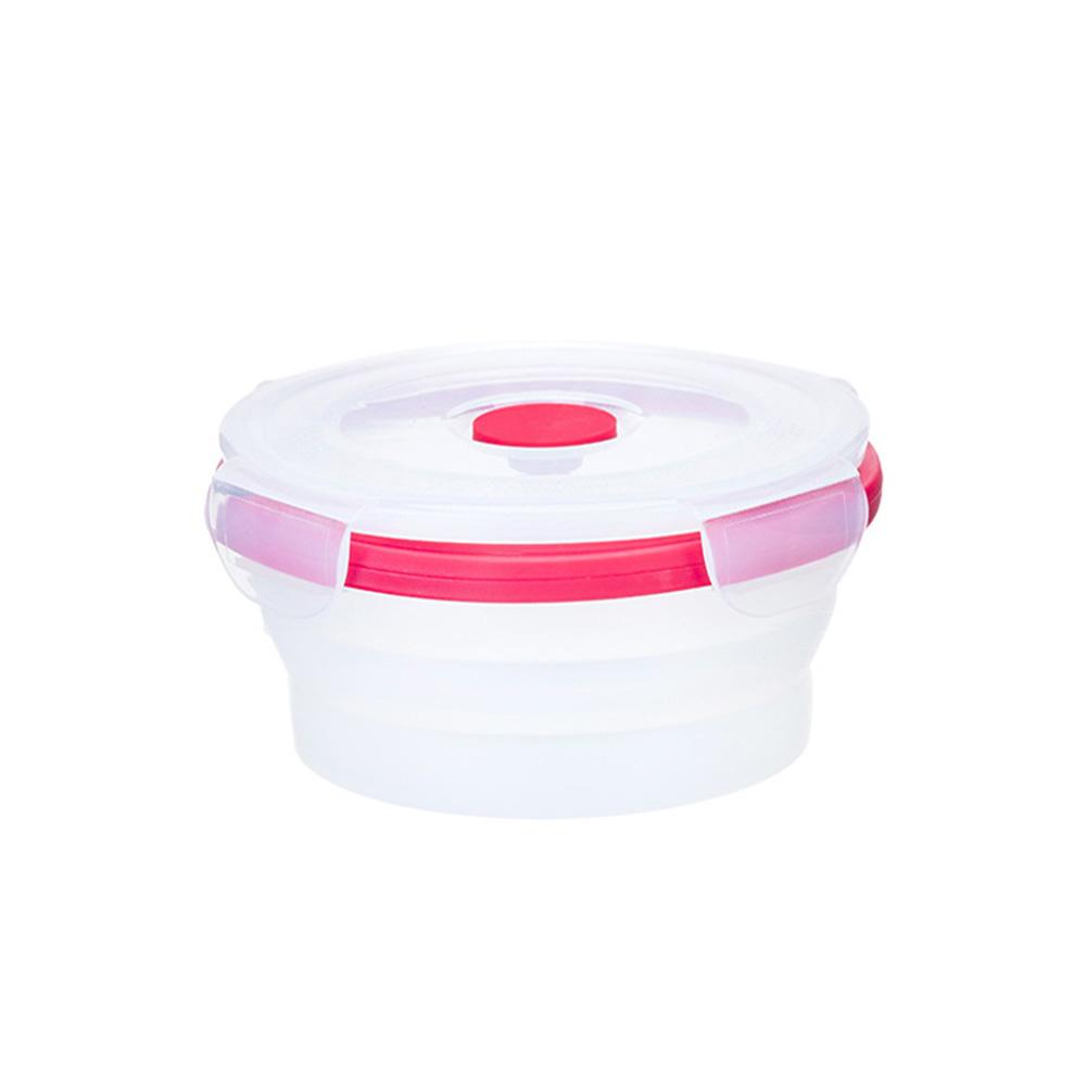 Portable Silicone Folding Bowl Round Sealed Fresh-keeping Travel Instant Fruit Bowls Microwave Oven Lunch Box.