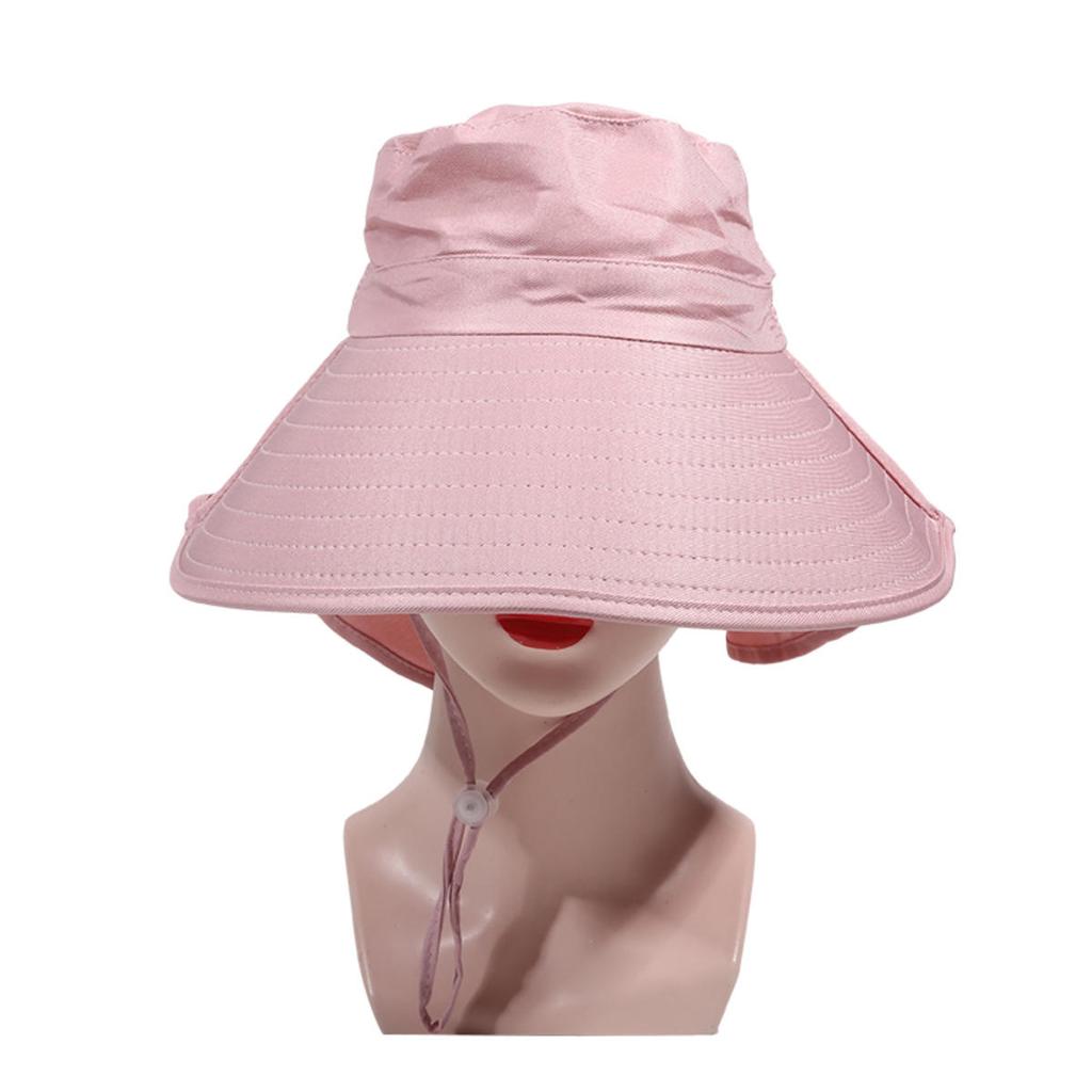 Women Summer Sun Hat Solid Color Fisherman Cap Ladies Visors High Quality Anti-UV Wide Brim Neck Protection Sunshade Hats