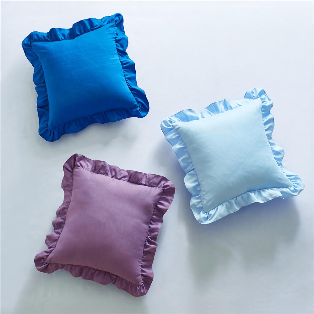 blue ruffle pillow