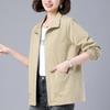 Women's Spring Autumn Plus Size Thin  Lapel Loose Zip Section Solid Colour Casual Jacket