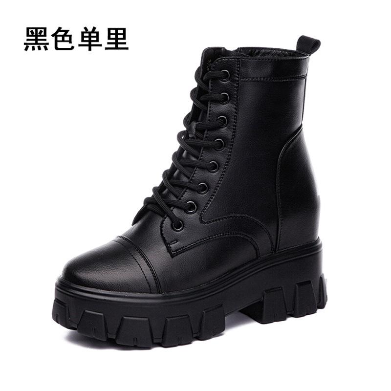 Women s shoes new lace-up inner height increase short boots women s thick sole inner height increase small casual versatile 34