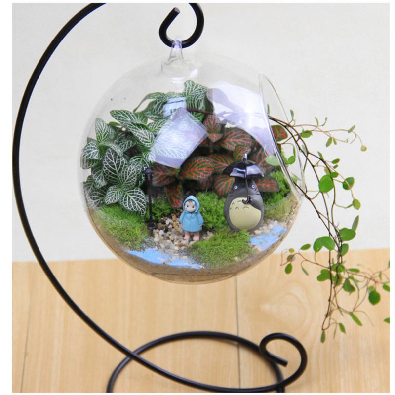 Hanging Ecological Bottle With Iron Holder Glass Vase Creative Micro Landscape Diy Gifts Home Decor