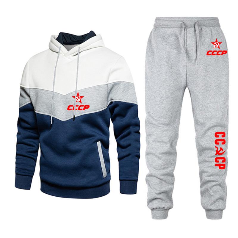 CCCP Russian 2024 Men's USSR Soviet Union New Tracksuits Hoodies Casual Sportswear Pullover Tops+Pants Sweatshirts Sports Suits