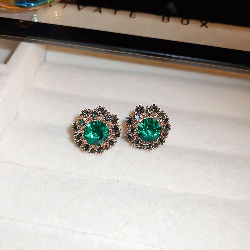 

Зеленое ожерелье-чокер с цветочной пряжкой из стразов - Элегантный круглый чокер для женщин