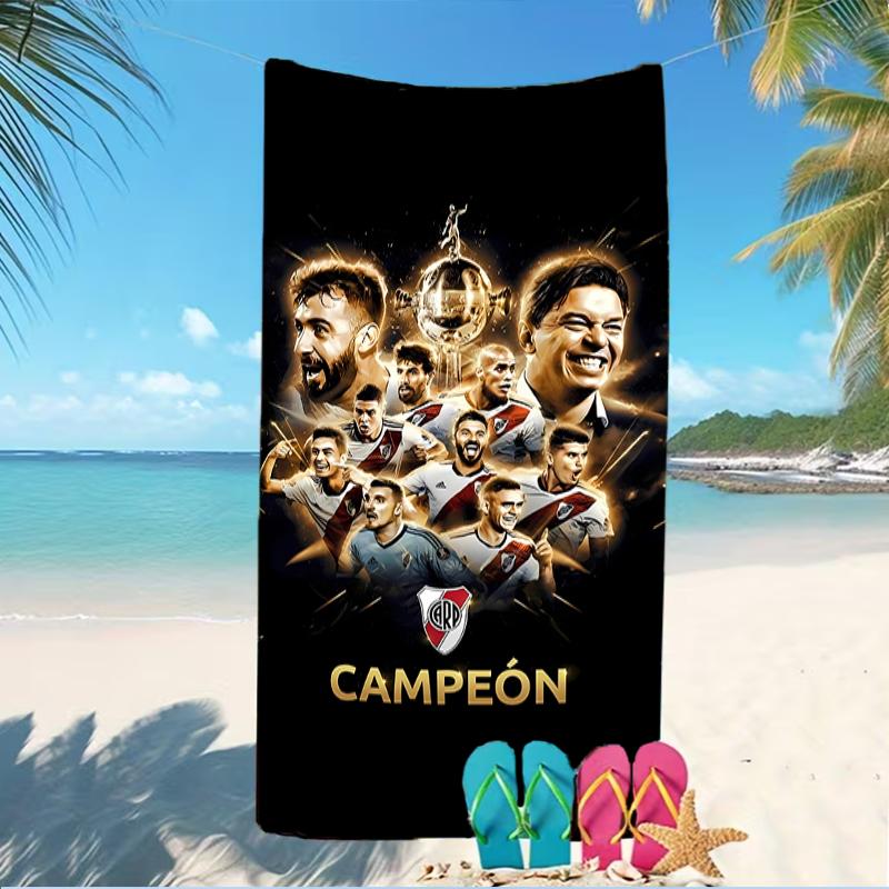 Beach Towel with Club Atlético River Plate Pattern - soft,absorbent,machine washable Lightweight&Modern,swimming,Travel Essentials