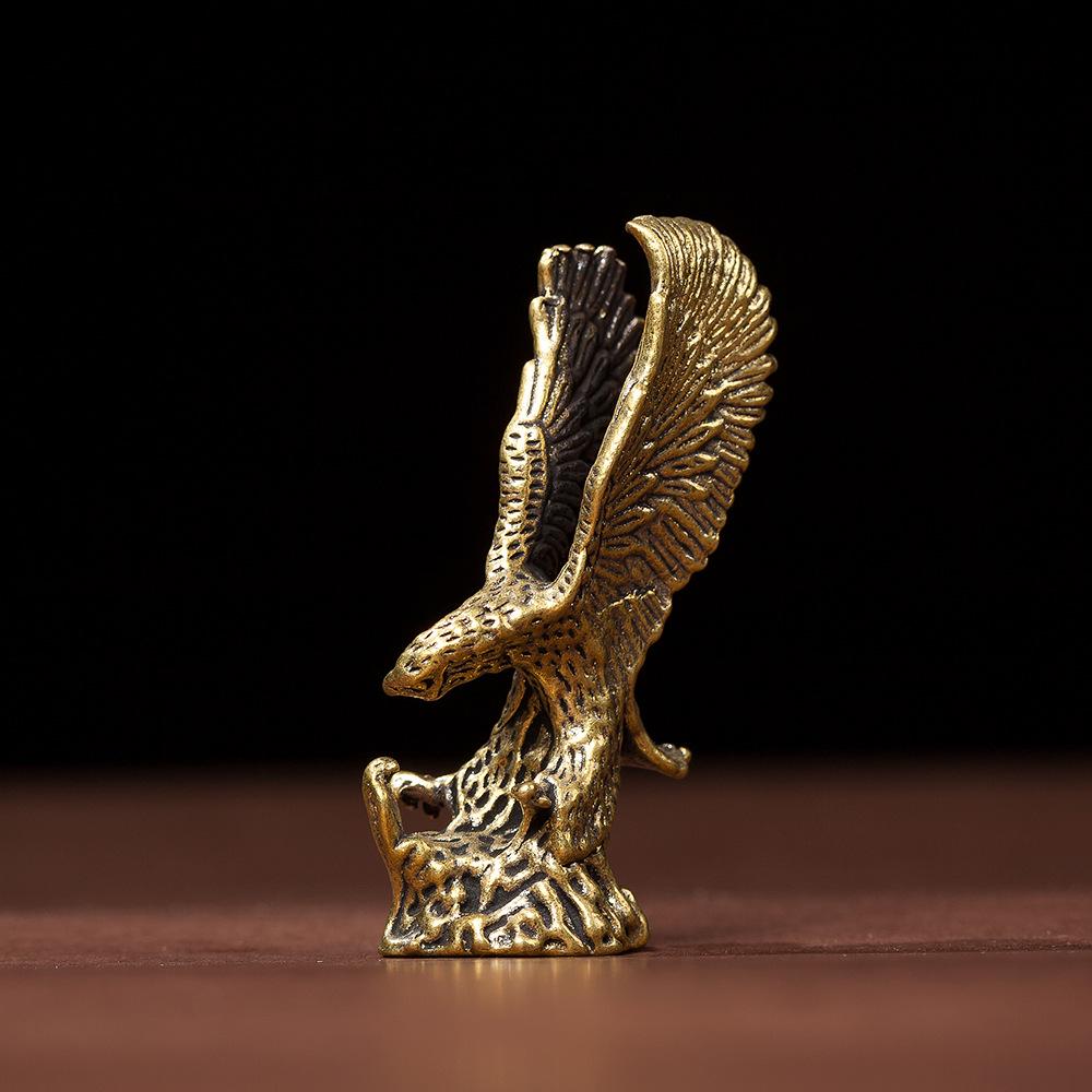 Brass Eagle Figurine with Outstretched Wings - 3D Ornament for Study, Living Room, Bedroom, or Office