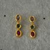 Colorful Gemstone Gold-Plated Earrings with 925 Silver Ear Pins