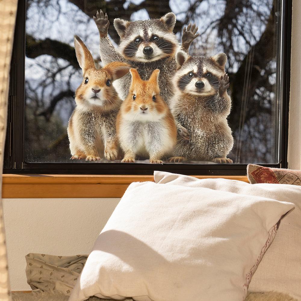 Entzückende Wanddekorations-Aufkleber im Waschbär- und Hasen-Design zur Verschönerung von Heim-Hintergründen