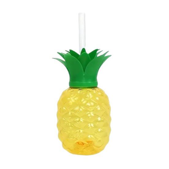 Erdbeerförmiger Becher mit Deckel und Strohhalm, große Kapazität, Ananas-Wasserflasche, tragbar für Reisen, wiederverwendbar, Frucht