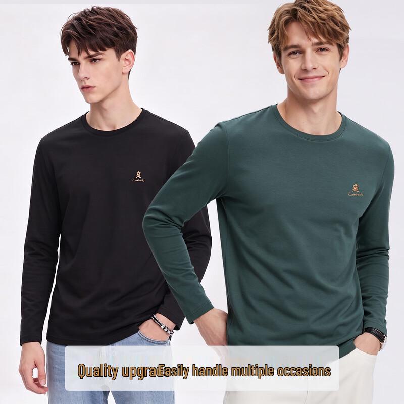 Montagut Men's Wool-Blend Modal Crew Neck Long Sleeve T-Shirt
