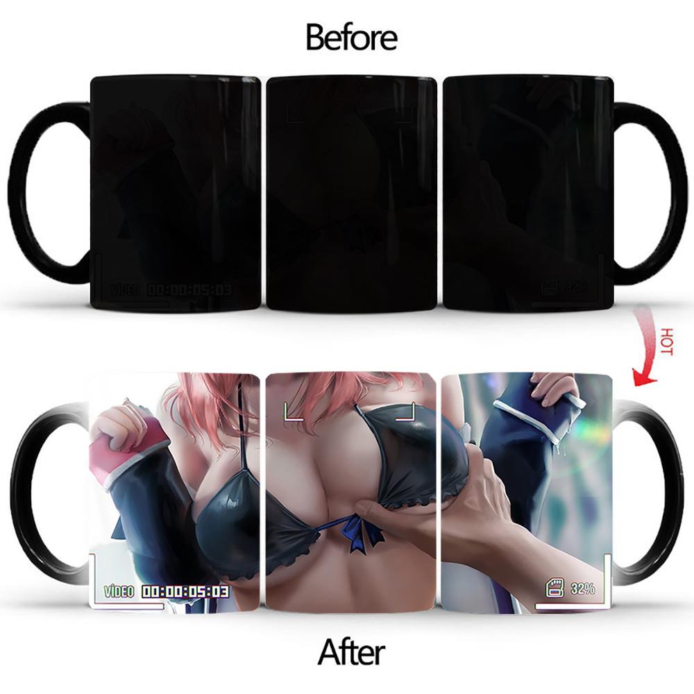 New Pinch Chest Color Changing Mug BSKT-213 Personalized Gifts Ceramic Mugs Coffee Cups Drinkware Anime Cup Sublimation Blanks